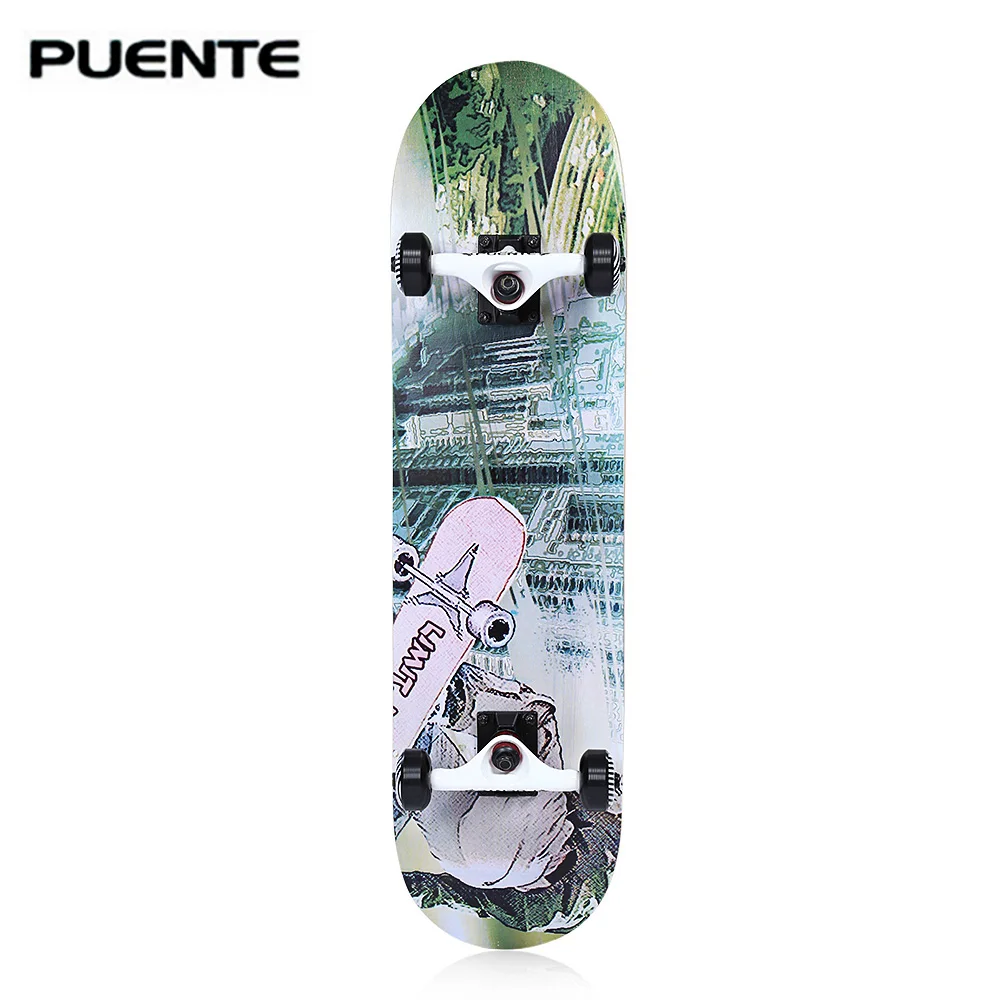 

PUENTE 602 ABEC - 9 Four-wheel Double Snubby Maple Skateboard for Entertainment