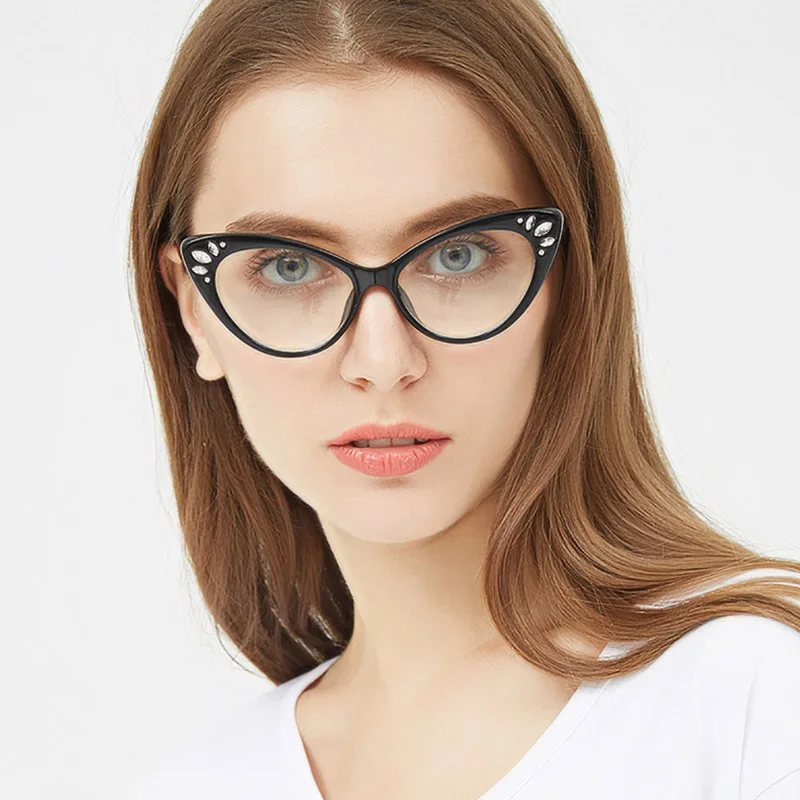 New Cat Eye Rhinestone Glasses Frame Women Brand Optical Glasses Frame