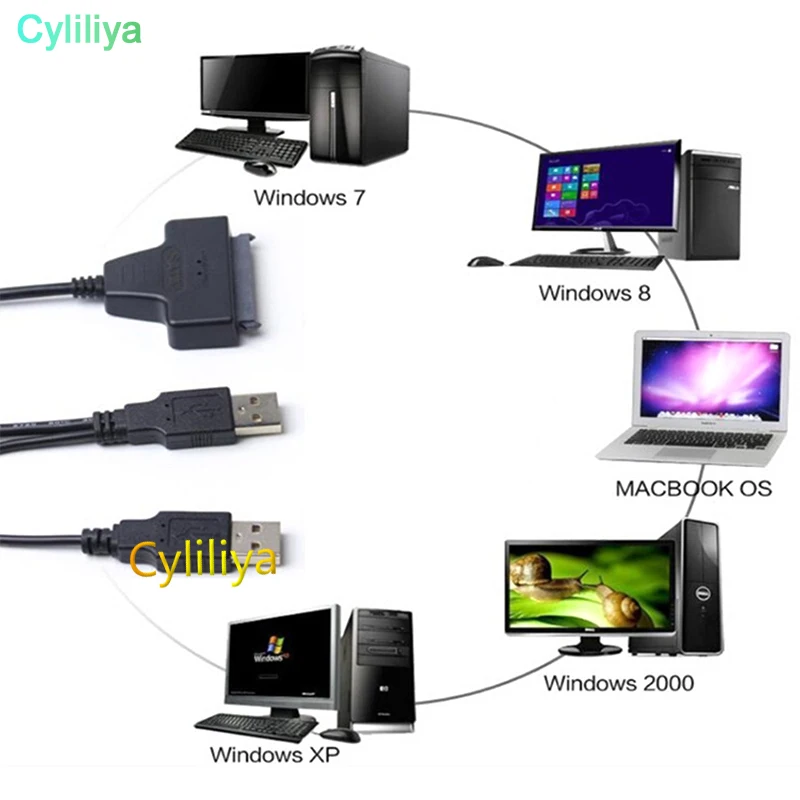 DHL ИЛИ EMS 100 шт. USB 2 0 для SATA 7 + 15 Pin 22 Кабель адаптер 5 &quotHDD жесткого диска кабель