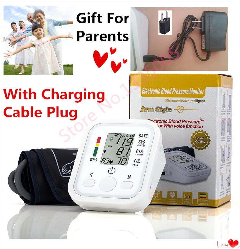 Arm Blood Pressure Monitor With Charging Adaptor
