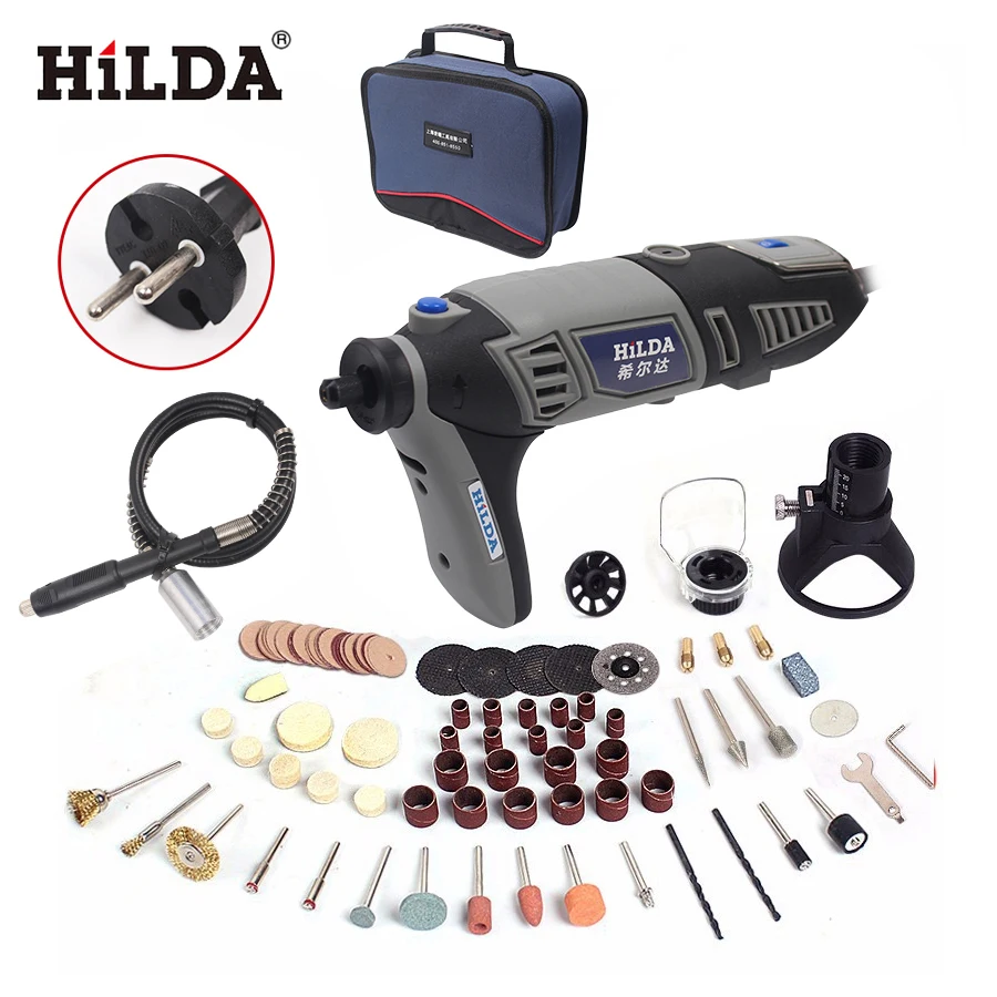

HILDA Electric drill Dremel style Electric Rotary Power Tool Mini Drill with Flexible Shaft 133pcs Accessories Set Storage Bag