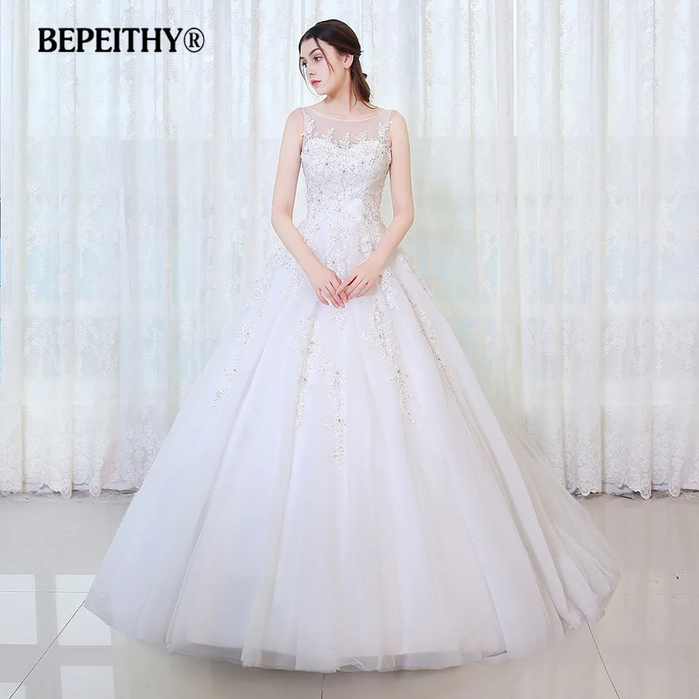 

BEPEITHY Ball Gown Wedding Dress Robe De Mariage Luxurious Lace Princess Bridal Dresses 2019 Hot Sale