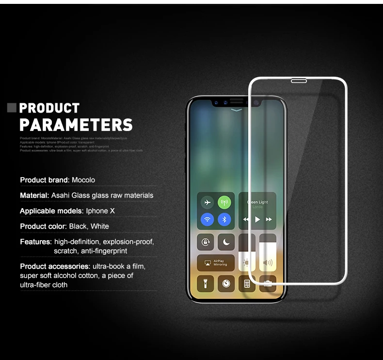 Для iPhone X защитная пленка для экрана Mocolo Real 3D Узкий край Полное покрытие 9 H X Закаленное стекло пленка для iPhone X стекло протектор экрана