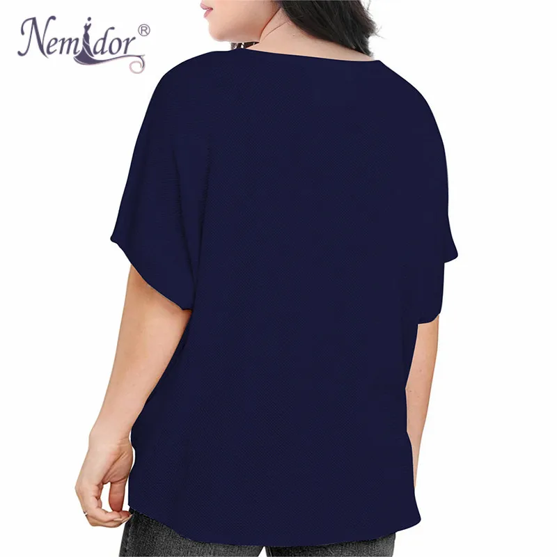 Nemidor Women's Casual Short Sleeve V Neck Button Down T Shirts Tie Front Knot Summer Loose Tops Blouses (4)