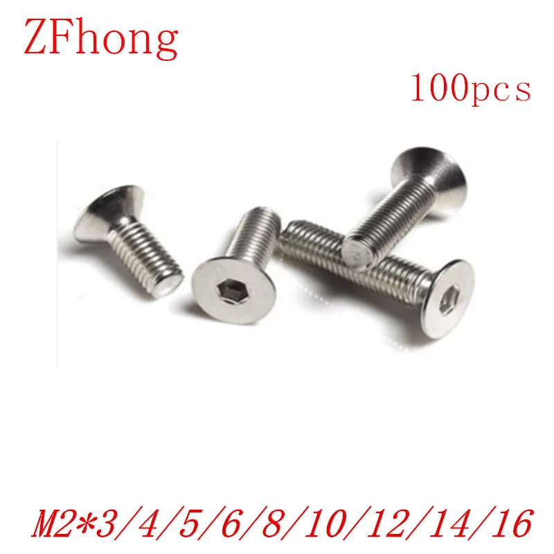 

100pcs/lot DIN7991 M2*3/4/5/6/8/10/12/14/16/20 Stainless Steel 304 Hex Hexagon Socket Flat Countersunk Head machine screw