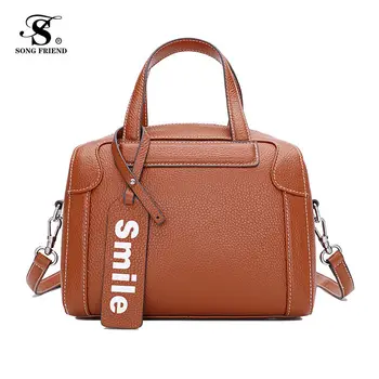 

Women Messenger Bags Woman Bag 2019 Women Fashion Solid Color Cover Lock Shoulder Crossbody Phone Genuine leather Bag Boston