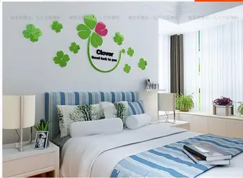 

DIY non-toxic 3D Four-leaf clover wall sticker Living room sofa background wall bedroom layout Nordic decoration