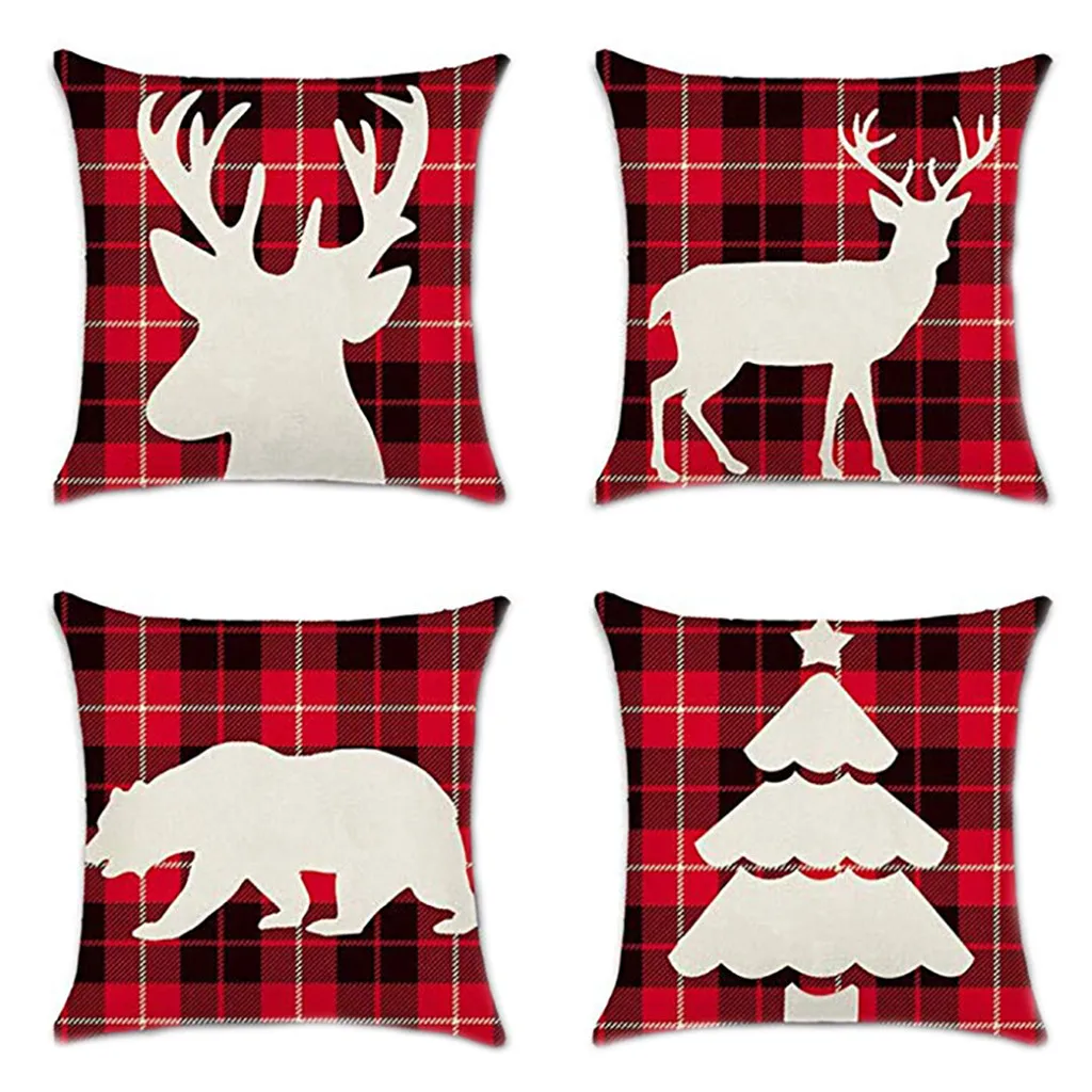 

ISHOWTIENDA 4Pcs Home Decor Cushion Cover Graffi Style Throw Pillowcase Pillow Covers printed sofa decorative cushions red
