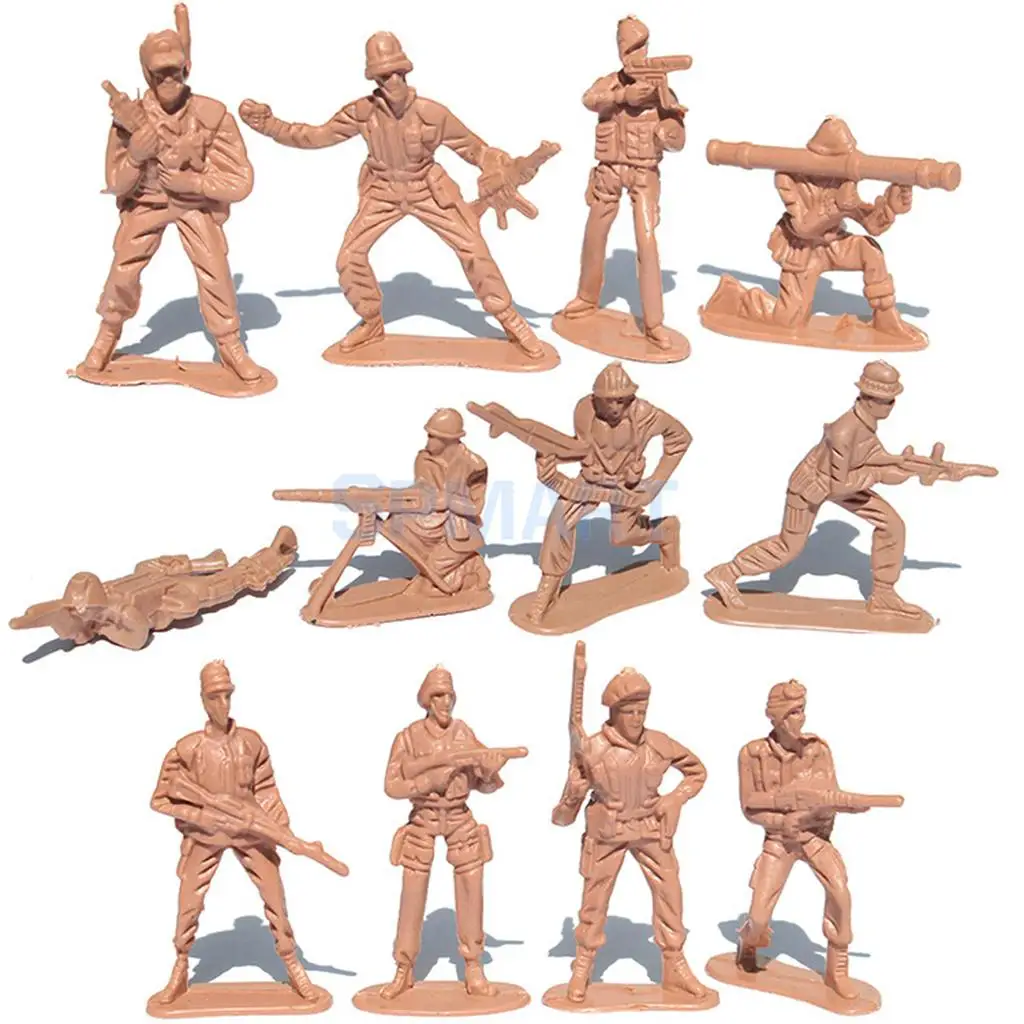 100pcs Plastic Army Playset 5cm WWII Soldier Army Men Action Figures Collectibles Gift - Sand Color