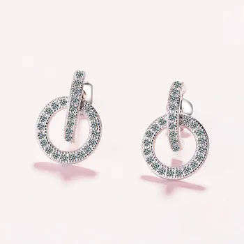 

Solid 925 Sterling Silver CZ Stud Earrings For Women Jewelry Classic Double Circle Earrings Cubic Zircon Ear Piercing