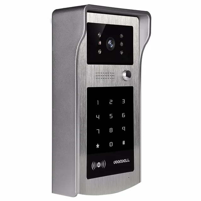 New 7 inch Color Screen Video Door Phone Video Intercom Kit + Touch Outdoor RFID Code Keypad Number Doorbell Camera 1 Monitors 2