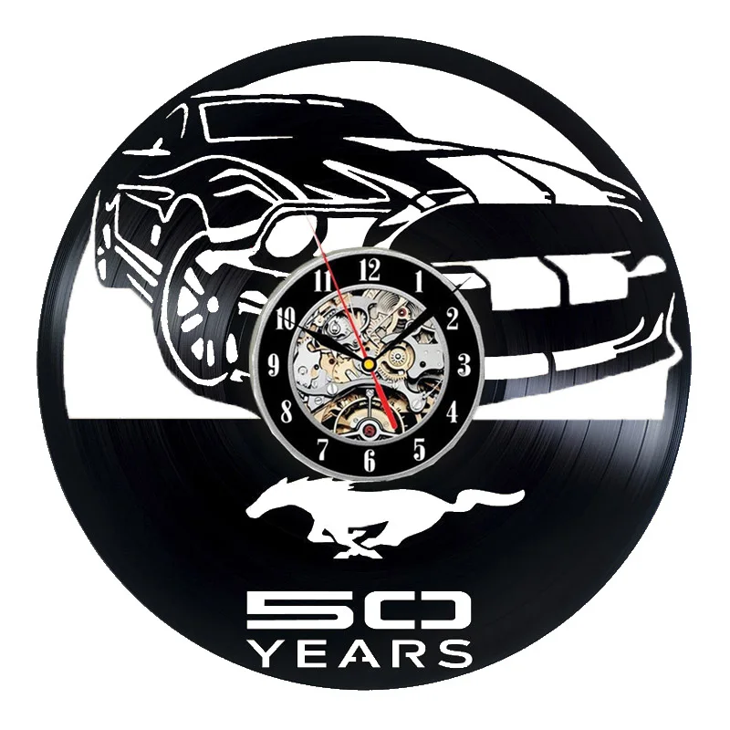 Ford Mustang Виниловая пластинка настенные часы современный дизайн украшение для гостиной автомобиля логотип Подвесные часы настенные часы домашний декор бесшумные