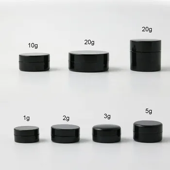 

50 x Travel Portable Small 1g 2g 3g 5g 10g 20g Plastic Black Cream Jar Pot Box Makeup Nail Art Cosmetic Bead Storage Container