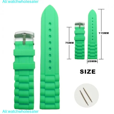 20mm Mint Green Silicone Jelly Rubber Boys Girls Watch Band Straps WB1002Q20JB