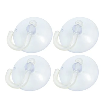 

4 Pcs House Bathroom PVC Clear Plastic Suction Cup Hook 50mm Diameter Light Blue