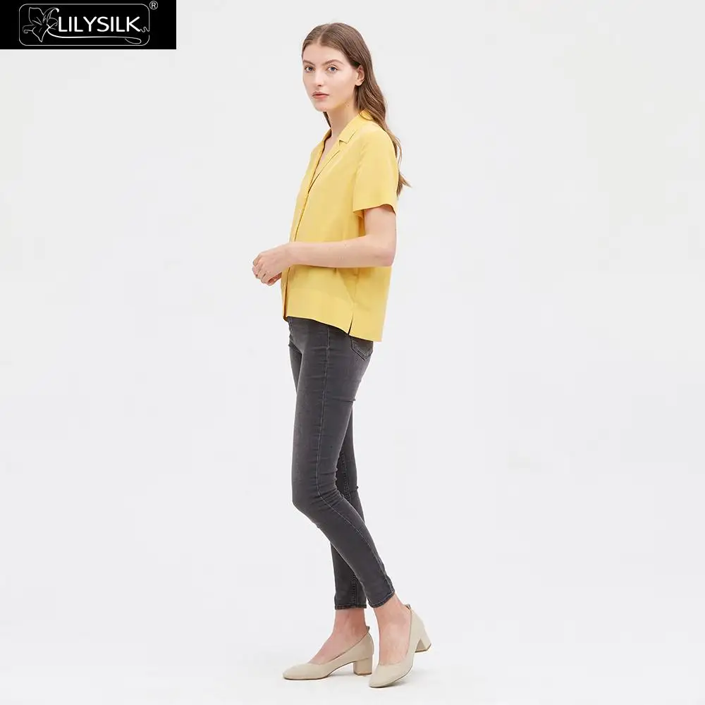 LilySilk Женская шелковая блузка с v-образным вырезом и рукавом средней длины, новинка