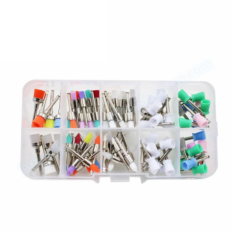 

90pcs/box Dental Polishing Cup Set White Color Flat Sharp Bowl Shape Head Dental Contra Angle Low Speed Polishing Brush Polisher