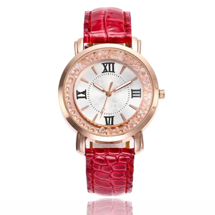 Роскошные часы женские модные кварцевые женские наручные часы изысканный горный хрусталь кожаный женский браслет часы Reloj Relogio# D - Цвет: E