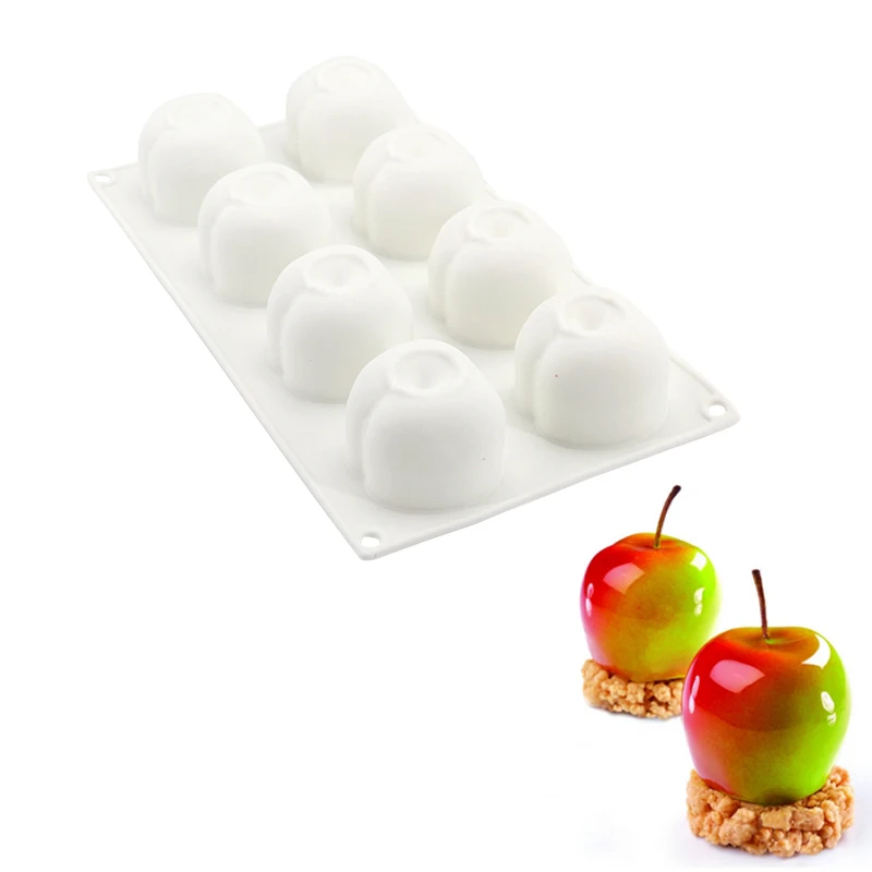 

DIY 8 Cavities Apple Shape 3D Silicone Molds For Cake Mousse Pastry Baking Tools