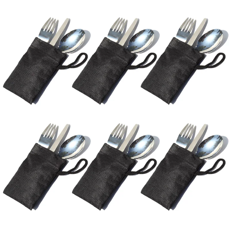 

6Sets/Lot QingGear Folding Knife Spoon Fork Cutlery Utensils Outdoor Camping Equipment Folding Cutlery Cookware Tableware