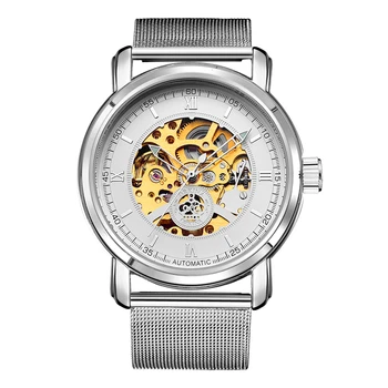 

ORKINA Brand Men Full Stainless Steel Watch Men Skeleton Auto Mechanical Watch Self-Wind Male Dress Clock Relogio Masculino