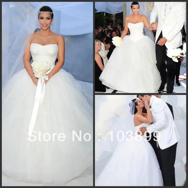 por encargo de kim kardashian vestido de boda sin tirantes blusa del