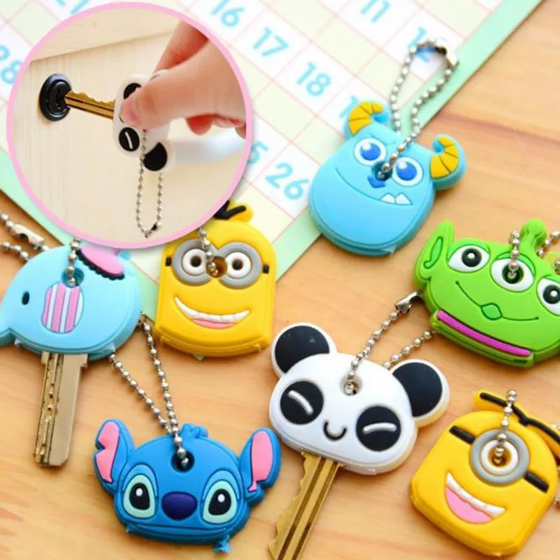 

Cute Anime Cartoon Silicone Keychain For Women Man Key Cover Key Caps Key Ring Key Holder Kids Gift