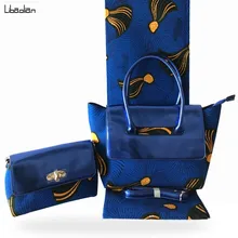 Одежда высшего Качества Модная Вощеная сумки подходящей к 6 ярдов голландский Африканский костюм из вощенной ткани, в африканском стиле; женские синие воск сумочки в тон для церкви вечерние F93-9