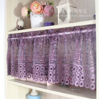 

European style Purple Water soluble lace curtain for kitchen half window valance curtains styles cafe short panel curtain