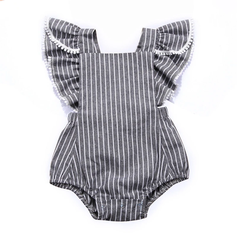 Lovely Newborn Toddler Infant Baby Girl Rompers Summer Ruffle Backless Stripe Jumpsuit Romper Girls Clothes Sunsuit | Детская одежда и
