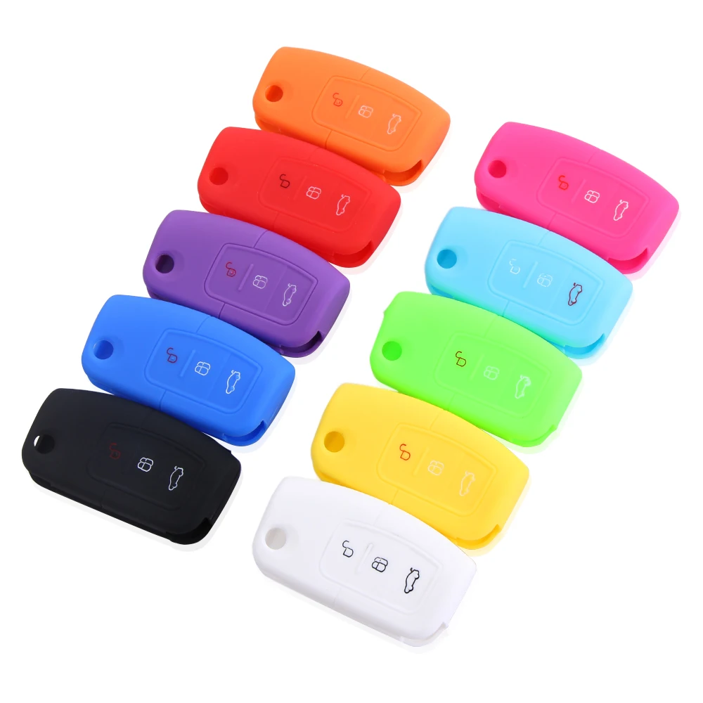 

Silicone Key Remote Cover Case Protect For Ford Fiesta Focus 2 Ecosport Kuga Escape 3 Buttons Car Flip Key Accessaries