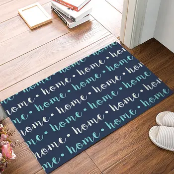 

Home Dot Monogram On Navy Blue Background Door Mats Kitchen Floor Bath Entrance Rug Mat Absorbent Indoor Bathroom Rubber