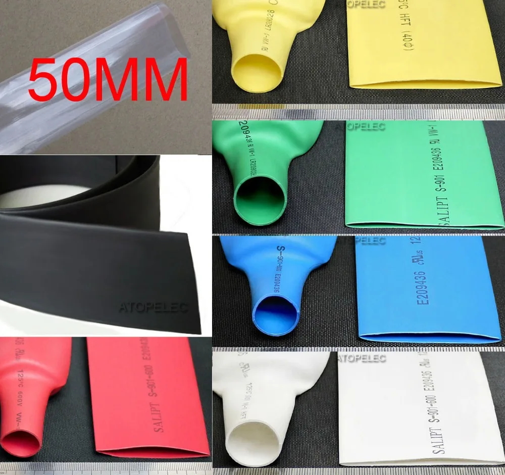 

80mm Wide / 50mm Diameter Polyolefin 2:1 Heat Shrink Tubing ROHS UL 1 Meter