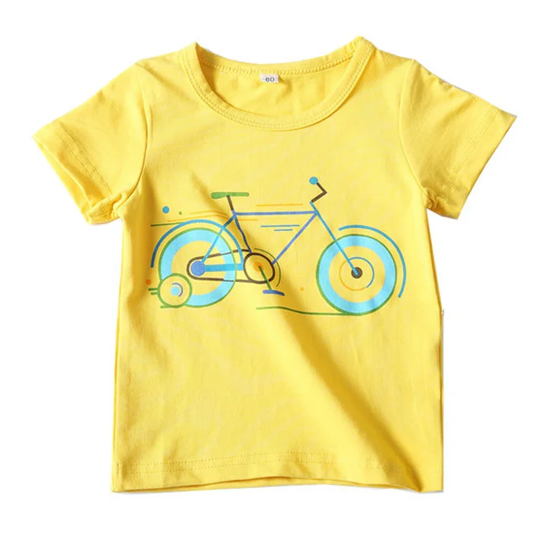 

Cotton Boys T shirt 2018 New Summer Children Clothing For Girls Tops Bicycle Pattern Casual Kids T-shirts BC041