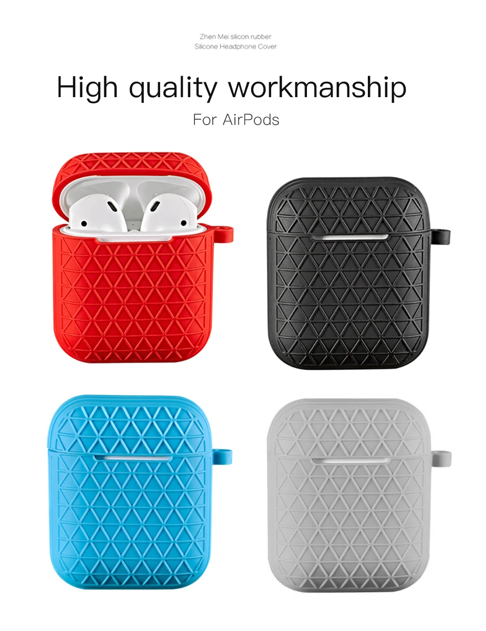 !ACCEZZ For Apple Airpods Wireless Earphones Bluetooth Charge Case Silicone Mesh Skid Headphone Charging Cover Accessories Box (2)