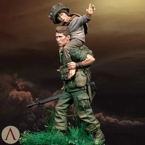 1/24 масштаб 75 мм вьетнамские войны американские солдаты и дети Неокрашенная Смола Модель комплект рисунок