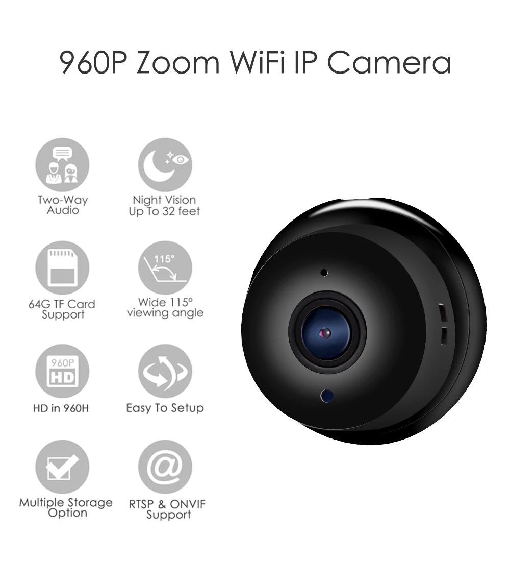 Wistino 960P Wireless IP Camera VR Mini WIFI Camera IR Night Vision Smart Home Security Camera Onvif Monitor Baby Monitor 2 (1)