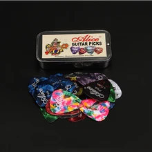 Алиса 24 шт. акустическая электрическая гитара медиаторы целлюлоид с прямоугольной металлической медиаторы коллекция коробка чехол