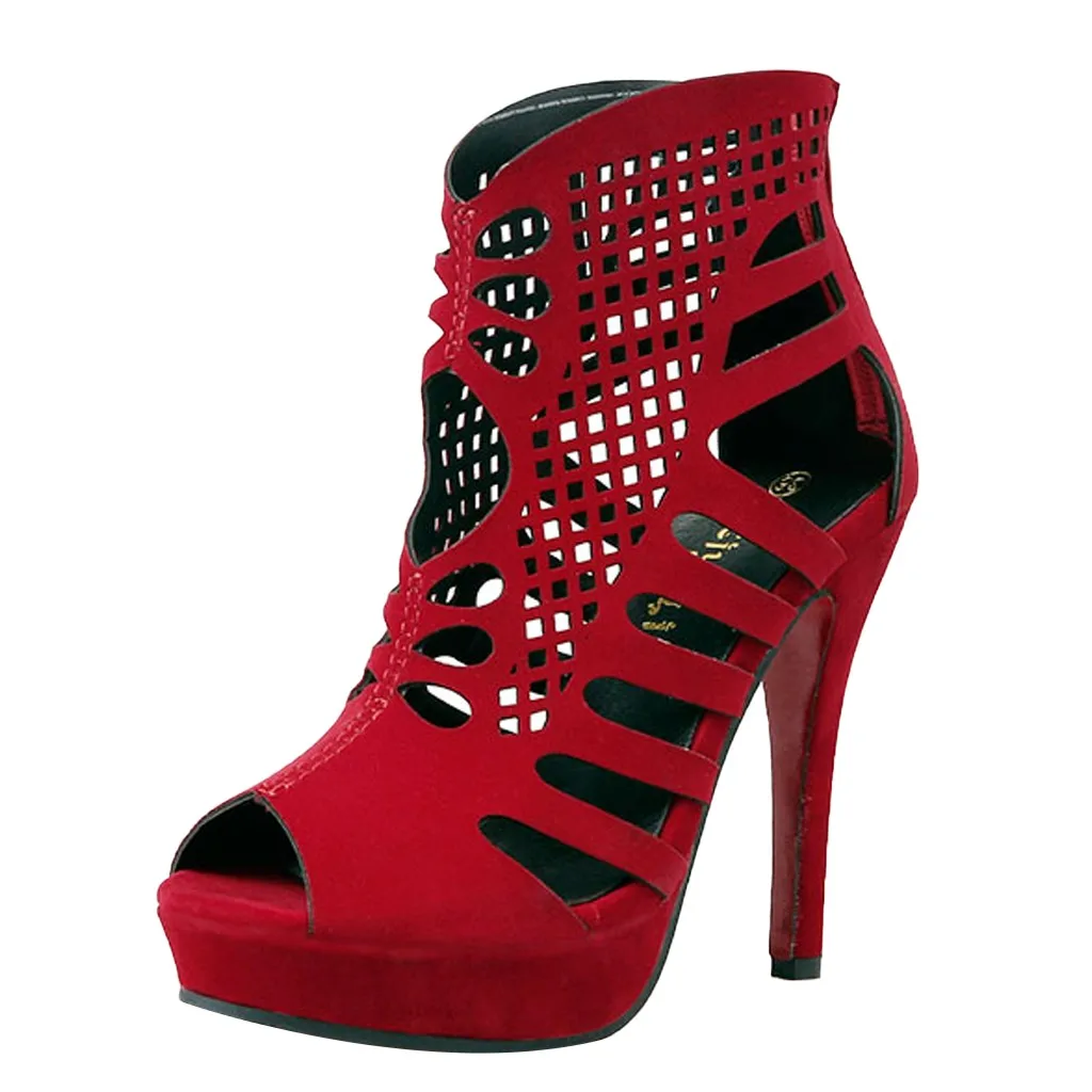 Обувь; женские босоножки на высоком каблуке; повседневная обувь на плоской подошве; Летние босоножки для женщин; коллекция года; Летняя обувь; натуральная платформа - Цвет: Красный