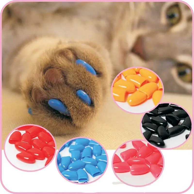 20pcs / Lot Soft Cat Nail Caps / Cat Nail Cover / Paw Caps / Pet Nail Protector With Free