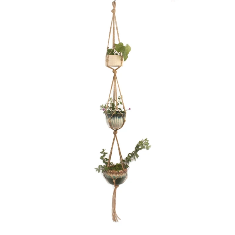 Новая Винтажная вешалка для растений крючок держатель цветочного горшка 4 ножки веревка для подвешивания стены искусства дома сада оформление балкона