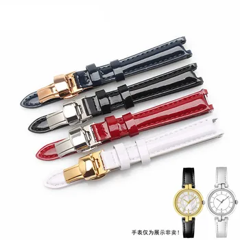 

High Quality 12mm (Buckle10mm) T094210A Silver Buckle + White Genuine Leather Coat of paint Watch Bands Strap For T094