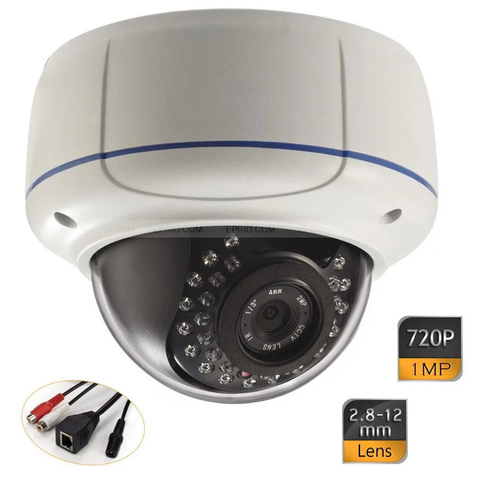 720P 2.8-12mm Megapixel Security IP Camera 4x Zoom P2P Vandal-proof Dome Camera