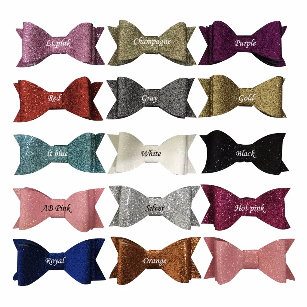 

Double Layer Glitter Hair Bows, Baby Boutique Glitter bows Girl's Bow Without Clips 50pcs/lot, 14 color