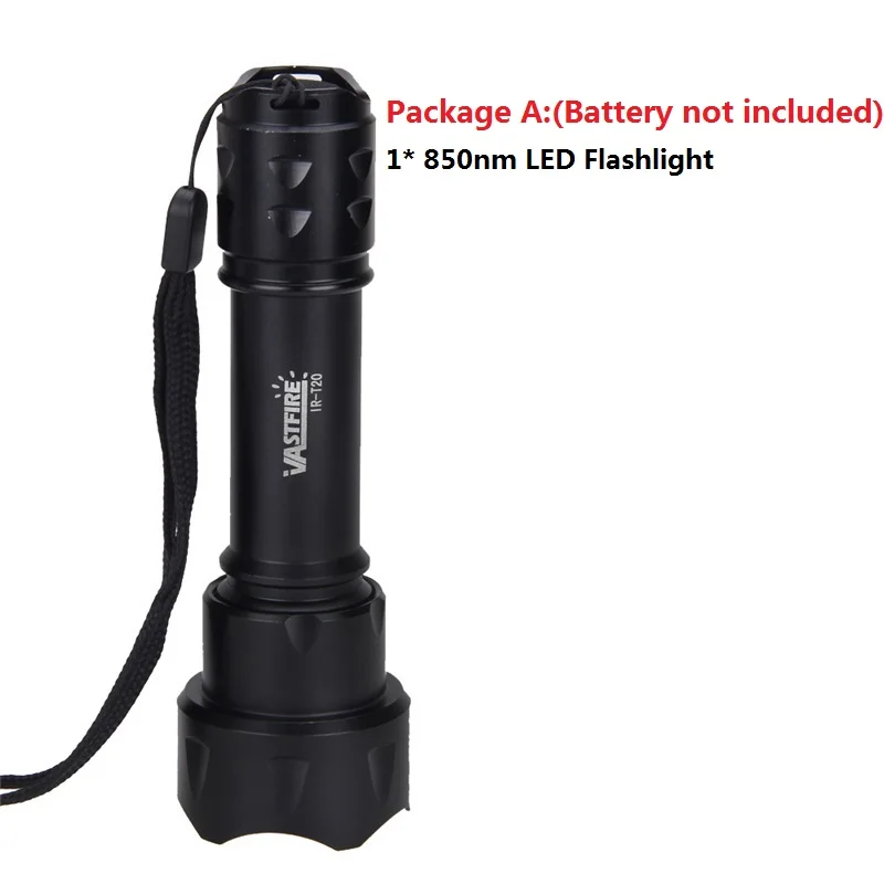 T20 охотничий фонарик, перезаряжаемый аккумулятор, масштабируемый фокус, 850 нм, светодиодный ИК-фонарь с инфракрасным излучением, фонарь ночного видения для 18650 - Испускаемый цвет: Package A