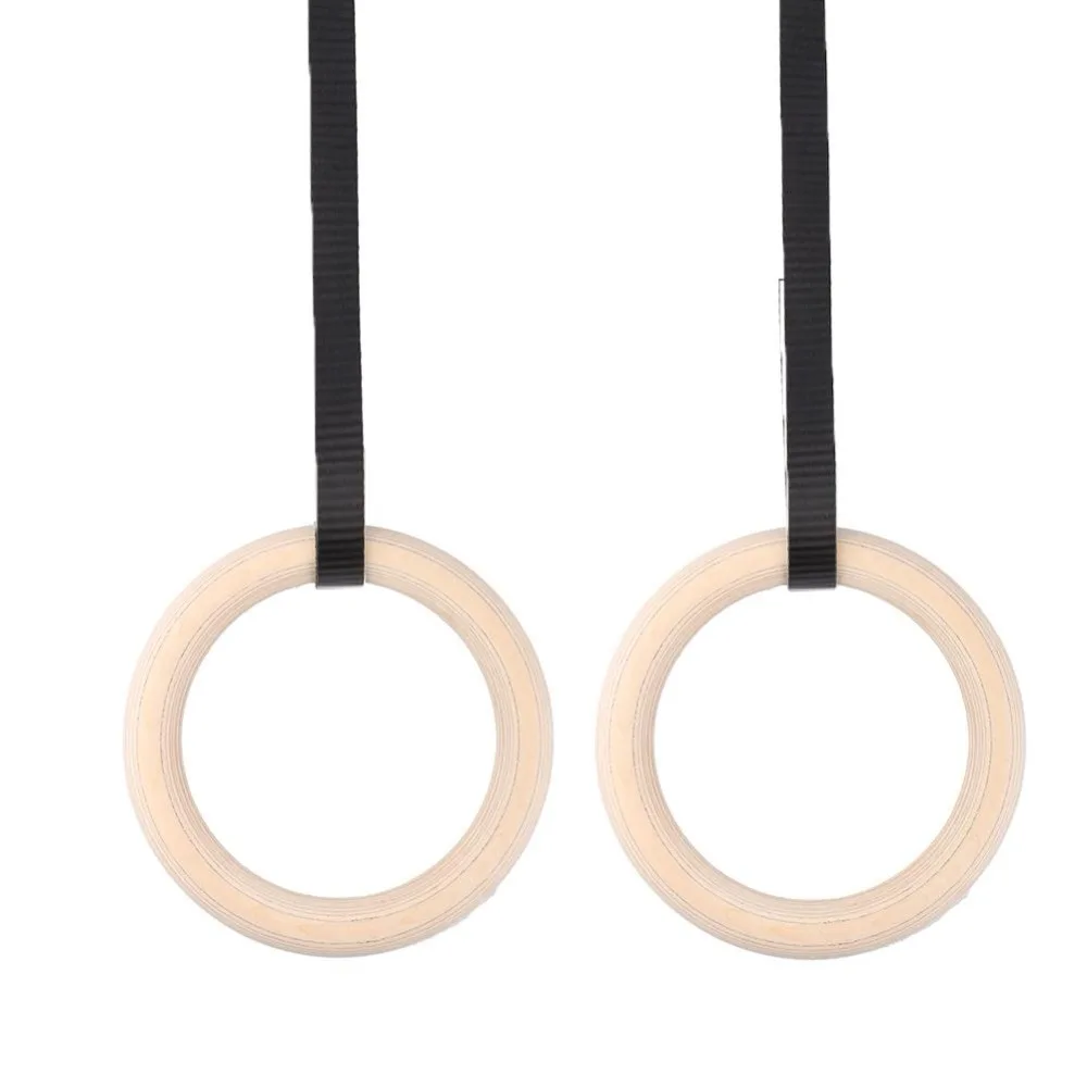Buy 28mm / 32mm Wooden Gymnastic Rings Exercise Fitness Gym Rings Pull Up