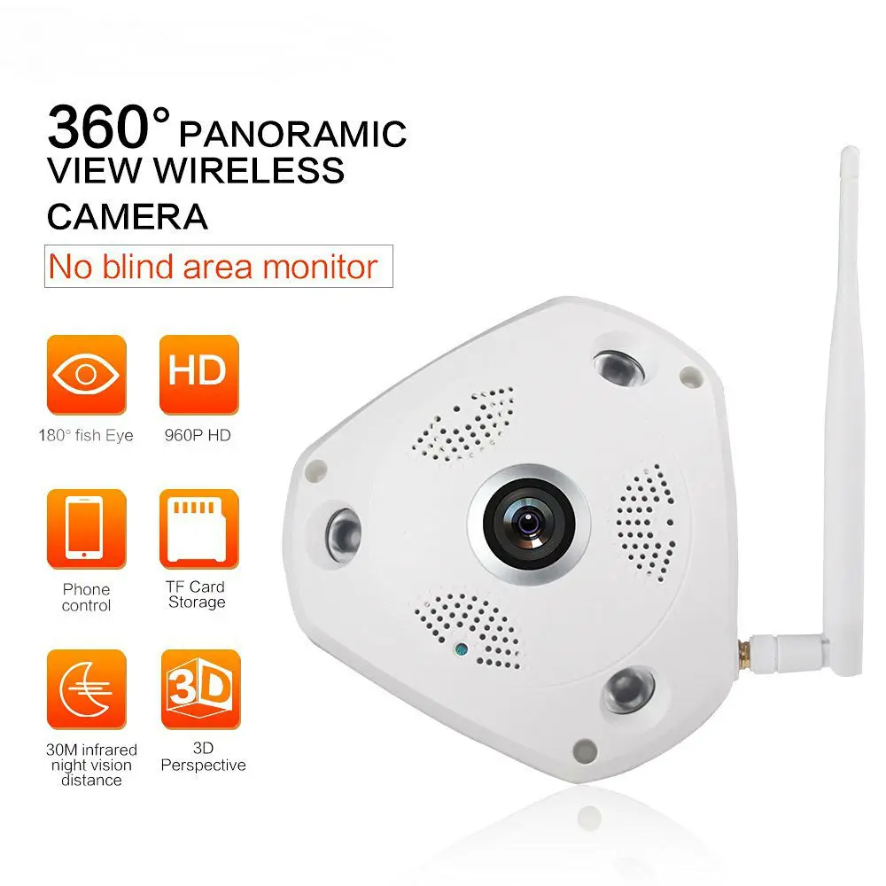 Yobang Security-360 Degree 960P Panoramic Wireless Ip Camera WIFI P2P Surveillance Camera Automatic IR-Cut P2P Smart Camera
