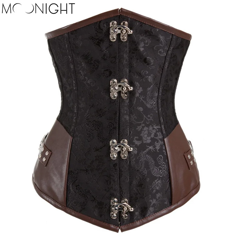 Moonight Sexy Women Waist Corset Gothic Steel Boned Steampunk Underbust