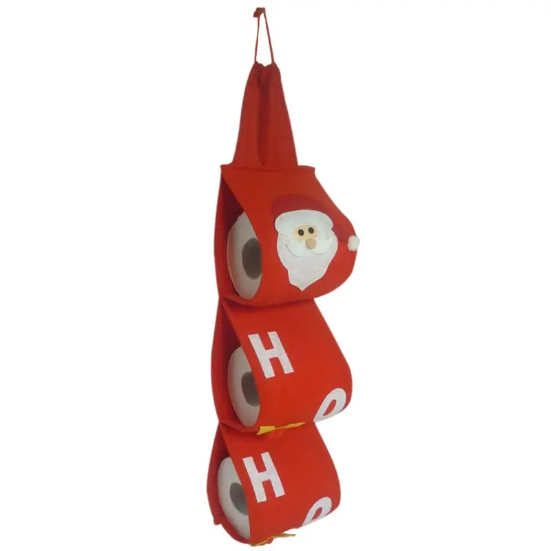 Red Christmas Santa Claus Toilet Roll Paper Holder Hanger Tissue Box Cover Bathroom Accessories Bedroom door hanging Bag