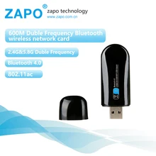 Nuevo adaptador del wifi de la tarjeta de red 802.11ac de la tarjeta de red inalámbrica de 600Mbps ZAPO Mini receptor del wi-fi del usb del receptor de banda dual Bluetooth 4.0 lan Adaptador